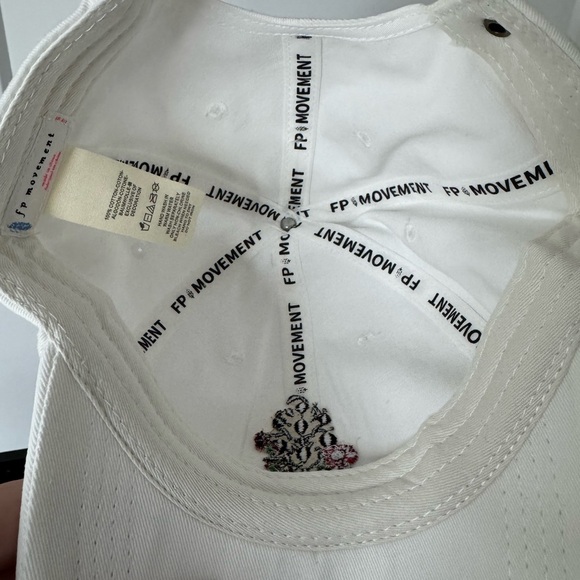 Free People White Cap with Black Motif & Red Floral Embroidery - Picture 2 of 4